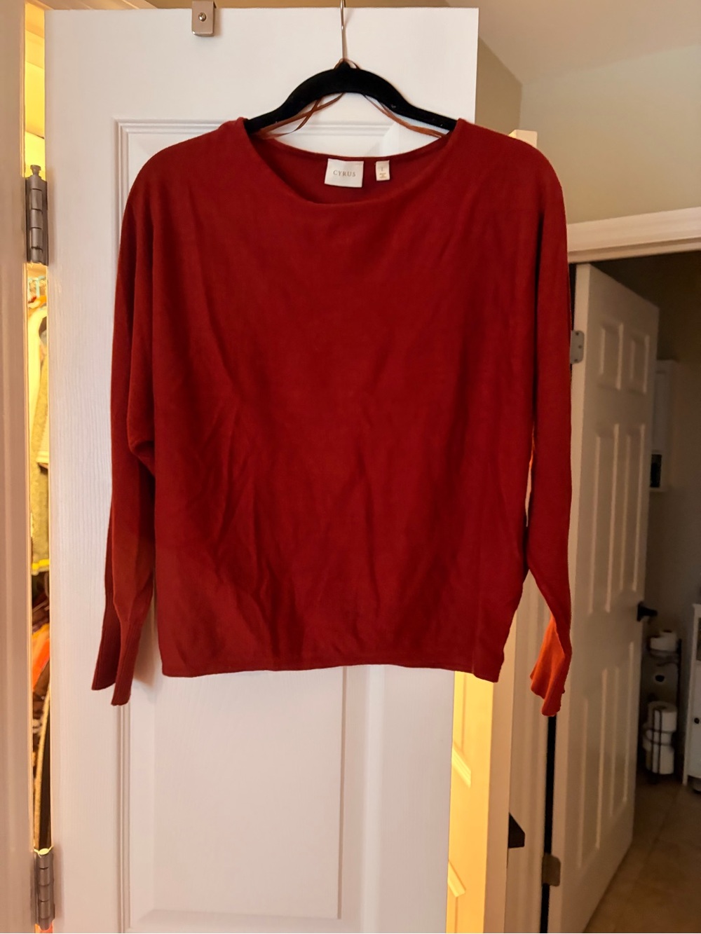 Cyrus Rust Red Long-Sleeve Knit Top